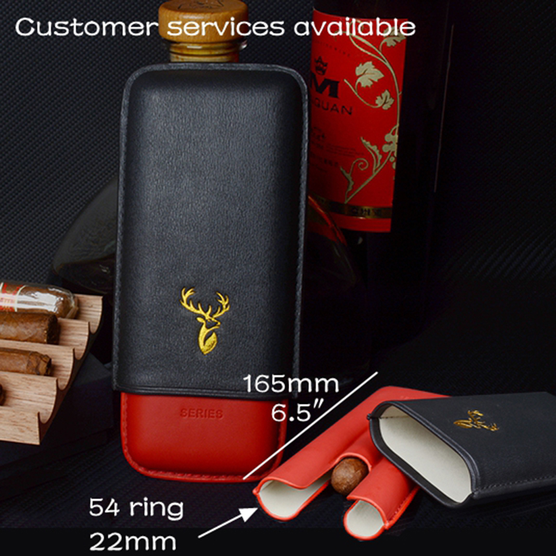Premium Cigar Case - 54 Ring Leather Cigar Case Black