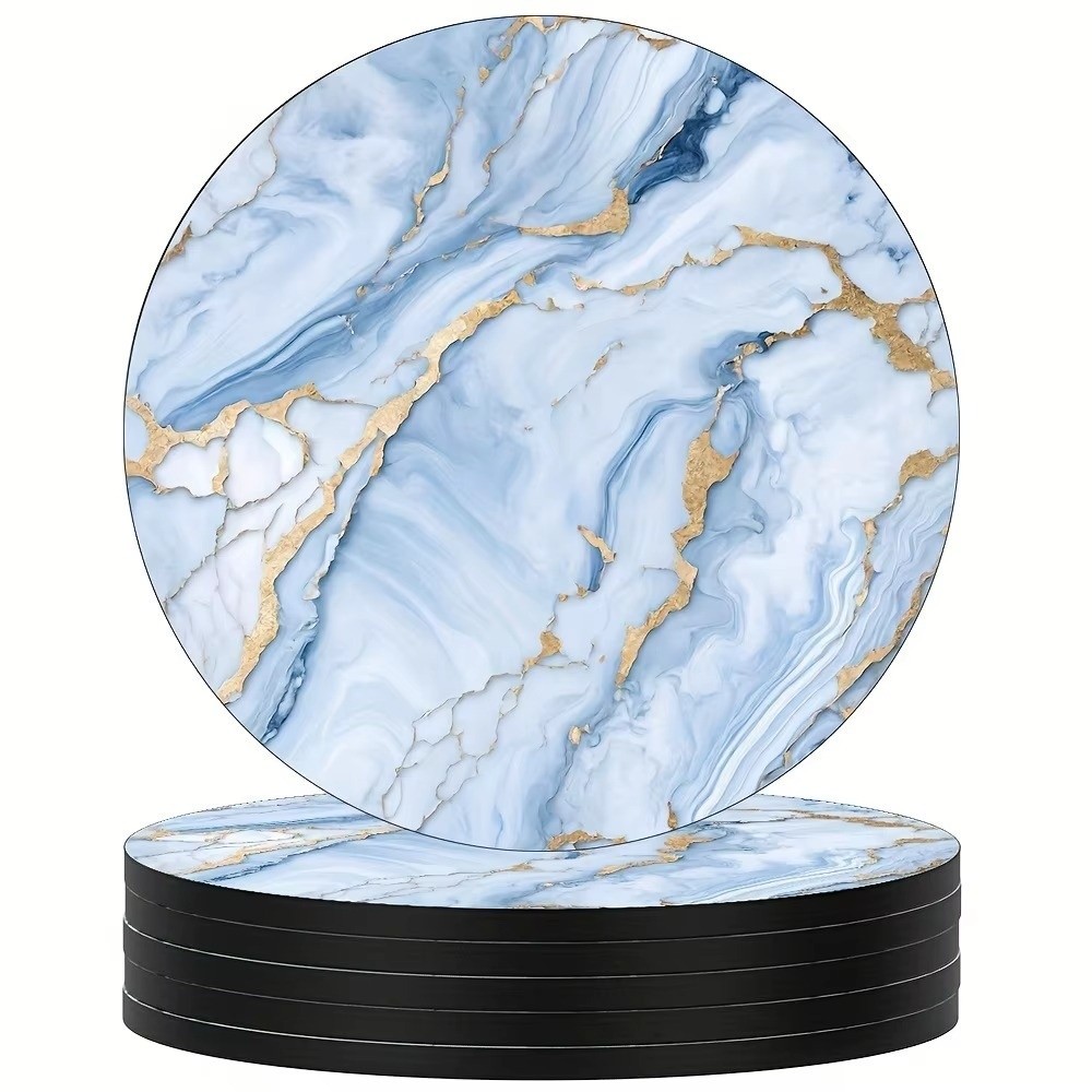 Marble Coaster Set - 6pcs 4 Inch Drink Coasters Set