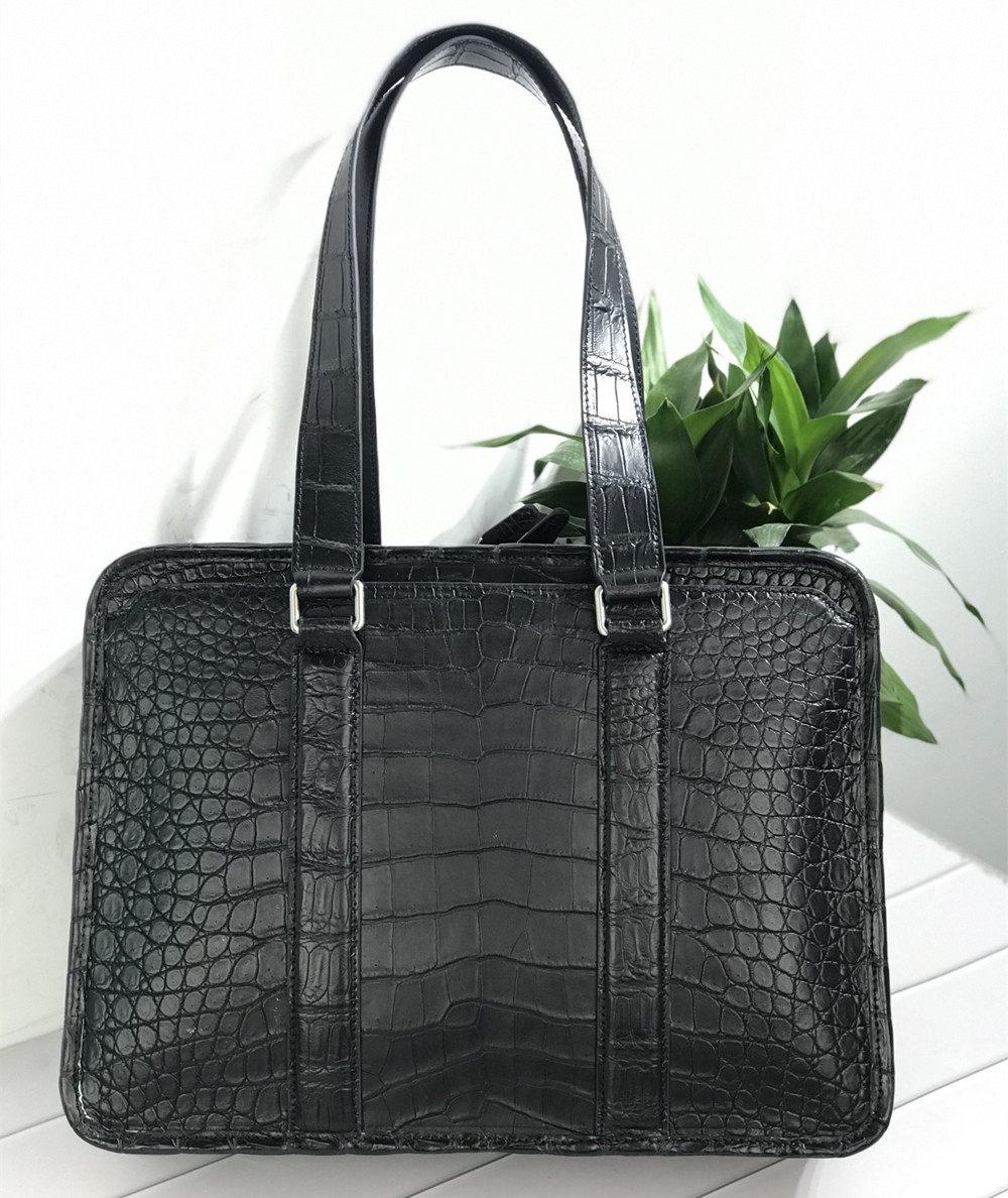 Leather Briefcase - New Crocodile Leather Laptop Bag Real