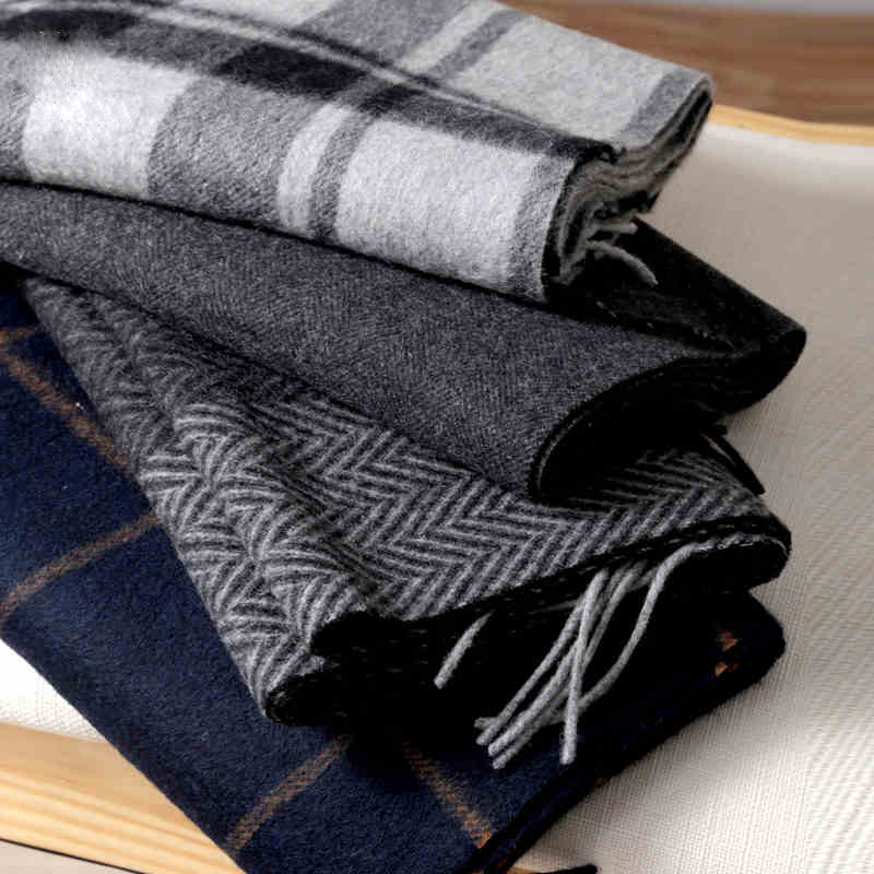 Cashmere Scarf - Pashmina Scarf Men Winter Strip Solid