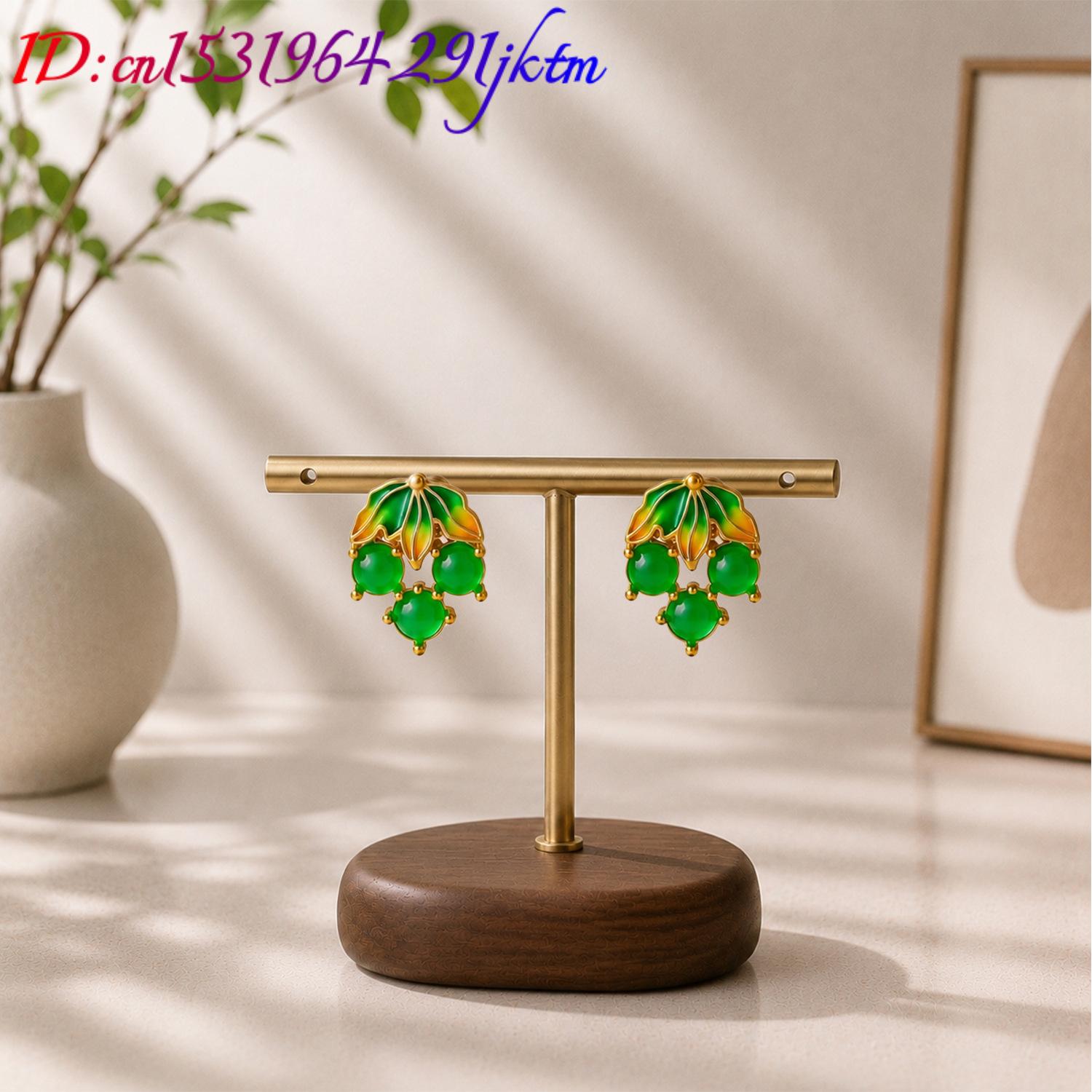 Burmese Jadeite Grape Earrings - огляд і ціна Gold Plated Jewelry