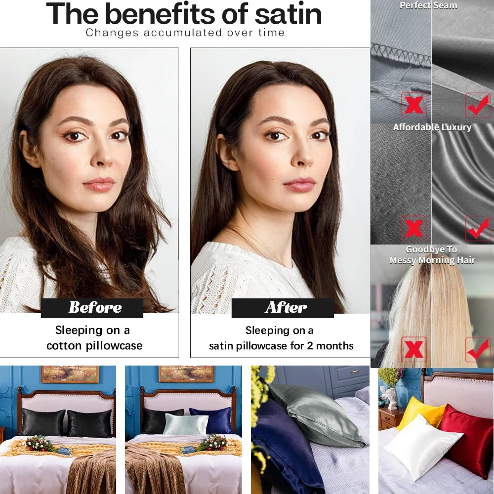 2 Pack Satin Pillowcase for Ha - огляд і ціна Silk Pillowcase