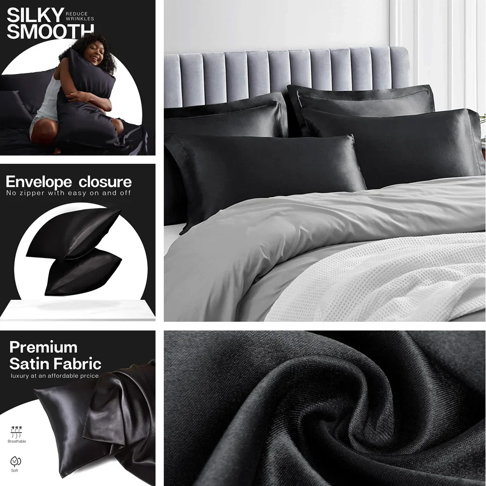 2 Pack Satin Pillowcase for Ha - огляд і ціна Silk Pillowcase