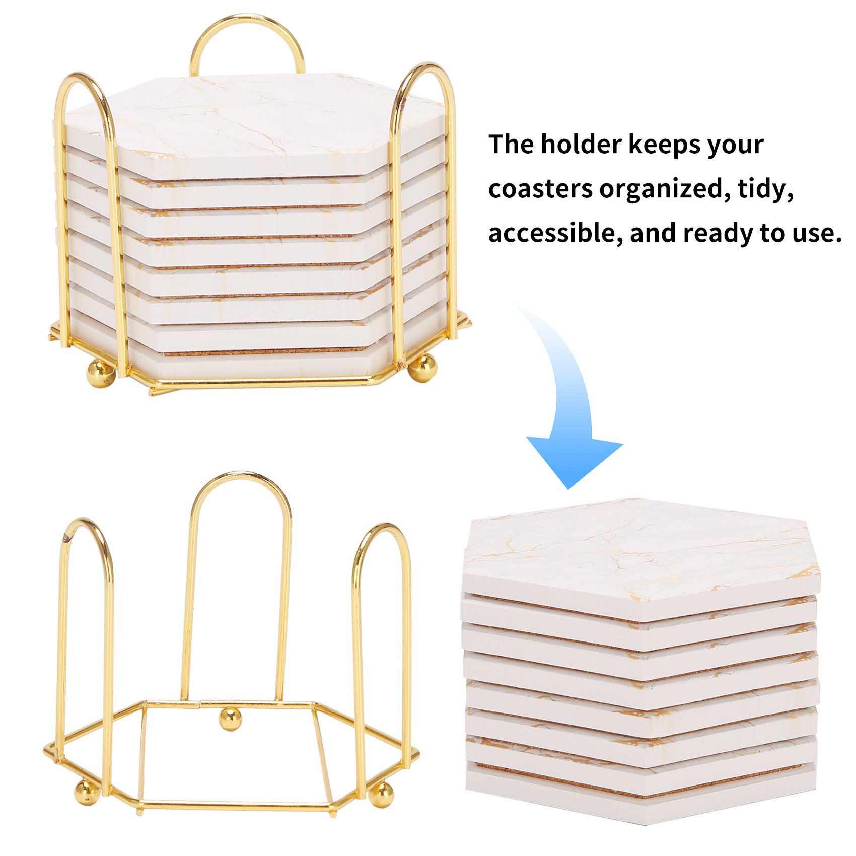 8 PC Coasters For Drinks Absor - огляд і ціна Marble Coaster Set