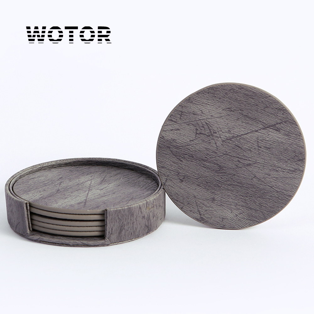 WOTOR 6PCS/Lot Circle Wood Gra - огляд і ціна Marble Coaster Set