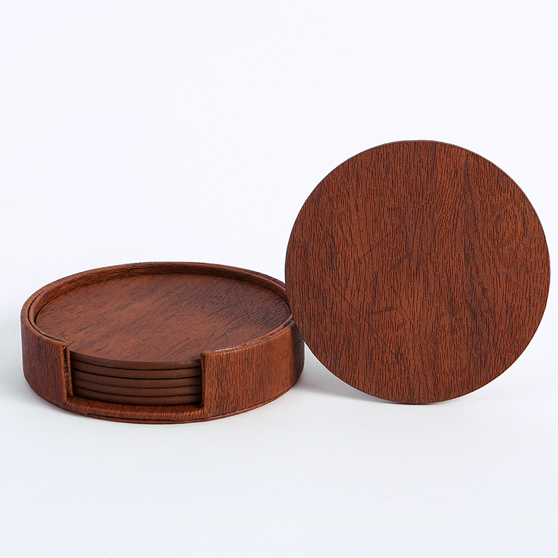 WOTOR 6PCS/Lot Circle Wood Gra - огляд і ціна Marble Coaster Set