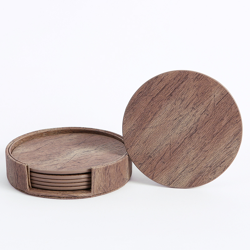 WOTOR 6PCS/Lot Circle Wood Gra - огляд і ціна Marble Coaster Set