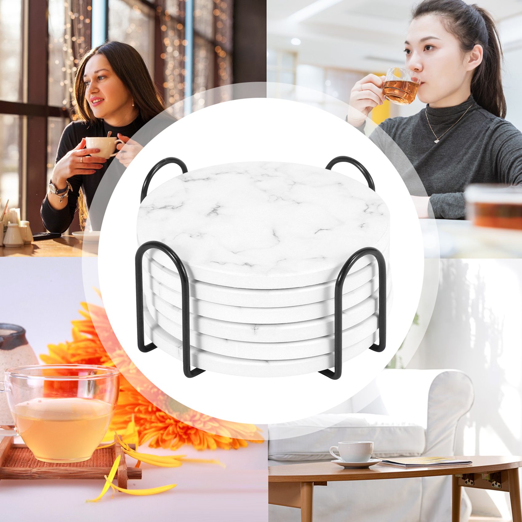 ABAH-Absorbent Coasters For Dr - огляд і ціна Marble Coaster Set