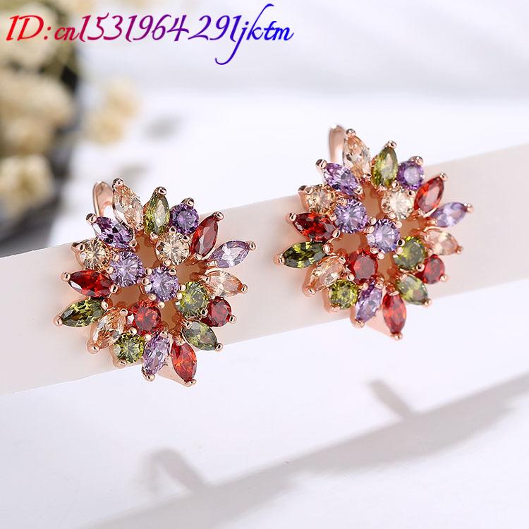 Natural Crystal Flower Earring - огляд і ціна Gold Plated Jewelry
