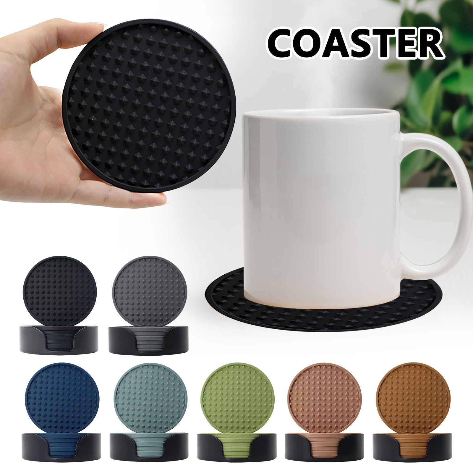 6pcs Non-Slip Silicone Drinkin - огляд і ціна Marble Coaster Set