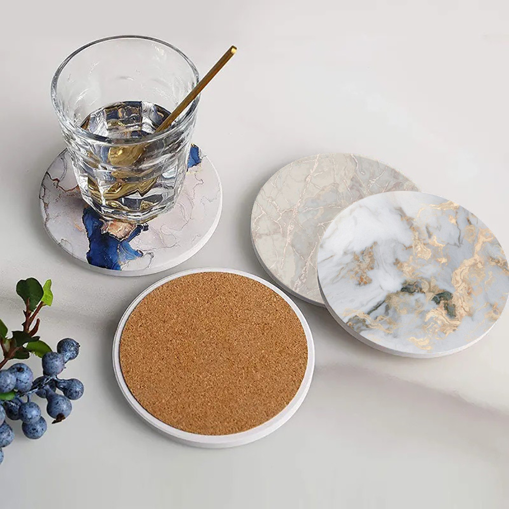 White Marble Coaster  Absorben - огляд і ціна Marble Coaster Set