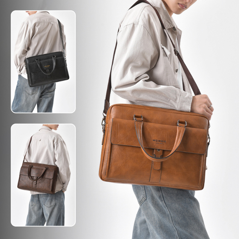 Vintage Dark Brown PU Leather  - огляд і ціна Leather Briefcase