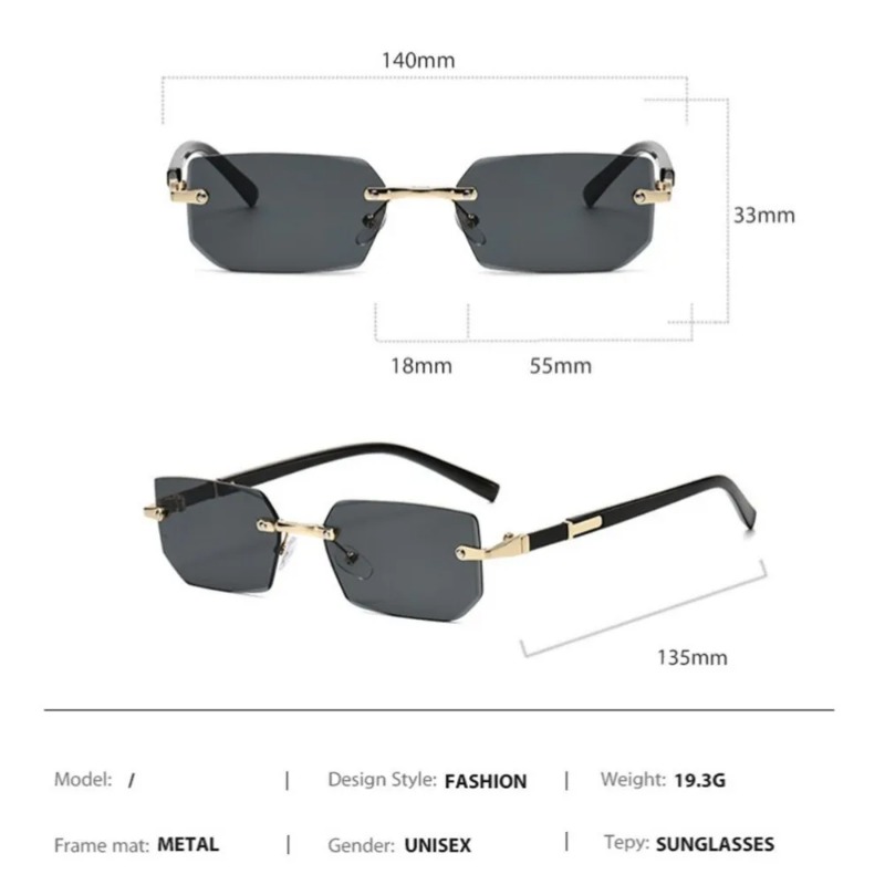 Rimless Cut Edge Rectangle Sun - огляд і ціна Designer Sunglasses