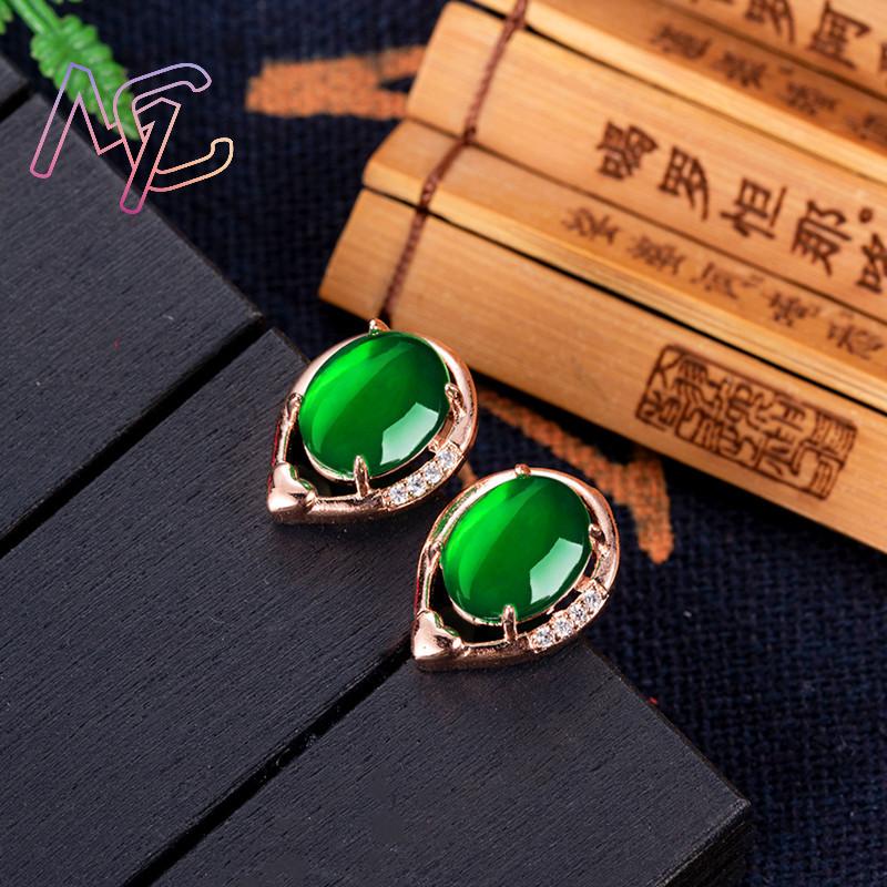 Natural Jade Flower Earrings S - огляд і ціна Gold Plated Jewelry