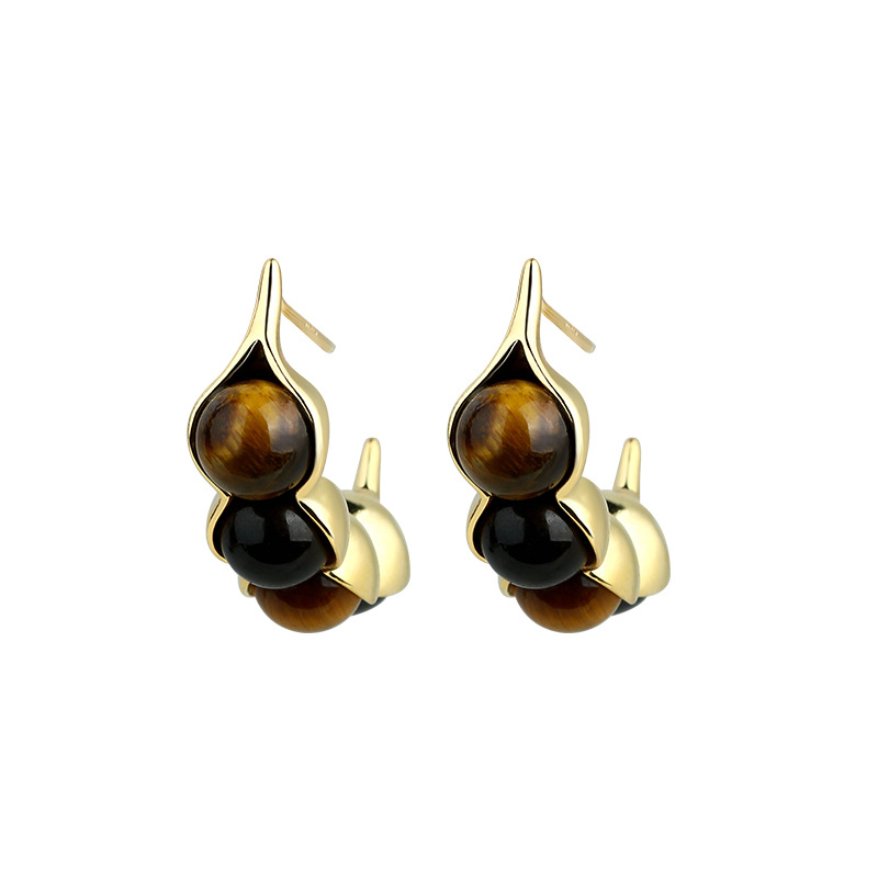 Tiger Eye Pod Earrings Gemston - огляд і ціна Gold Plated Jewelry