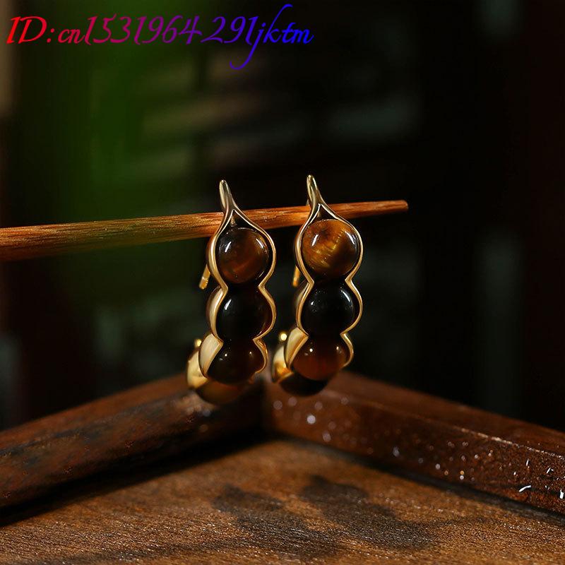 Tiger Eye Pod Earrings Gemston - огляд і ціна Gold Plated Jewelry