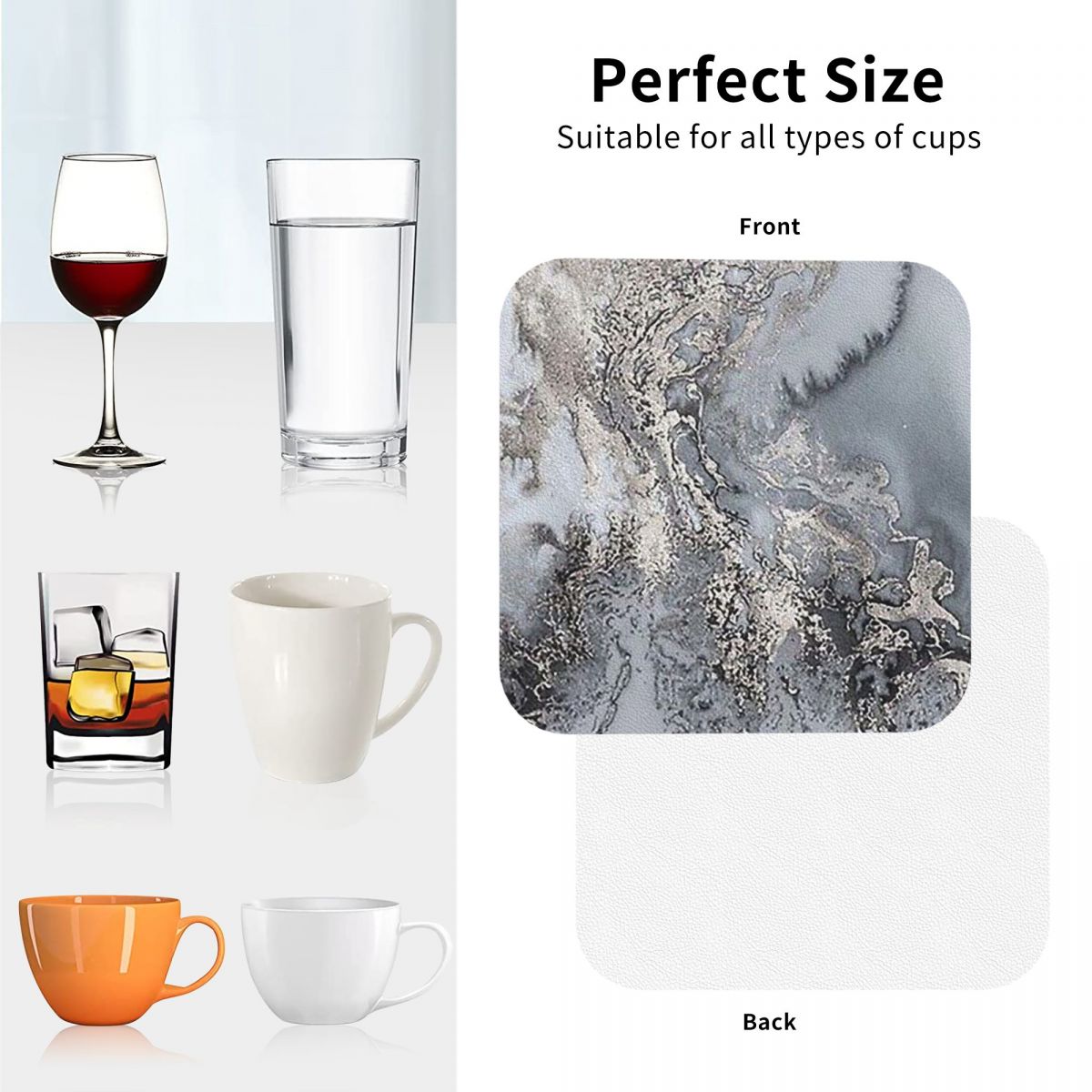 Grey And Silver Marbl Coasters - огляд і ціна Marble Coaster Set