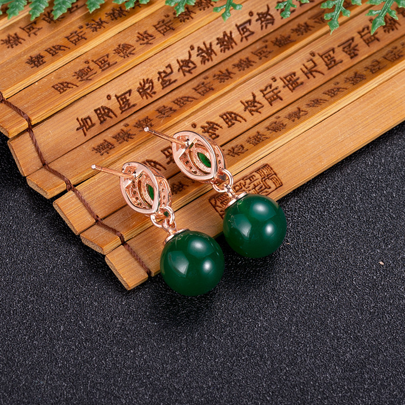 Natural Jade Bead Earrings Fas - огляд і ціна Gold Plated Jewelry